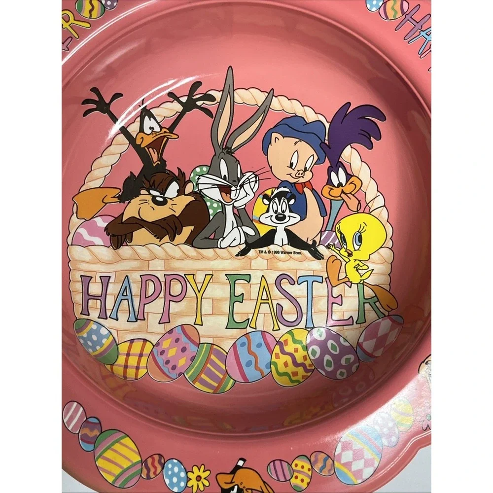 Vintage 1996 Looney Tunes Warner Brothers Happy Easter Plastic Candy Bowl Dish